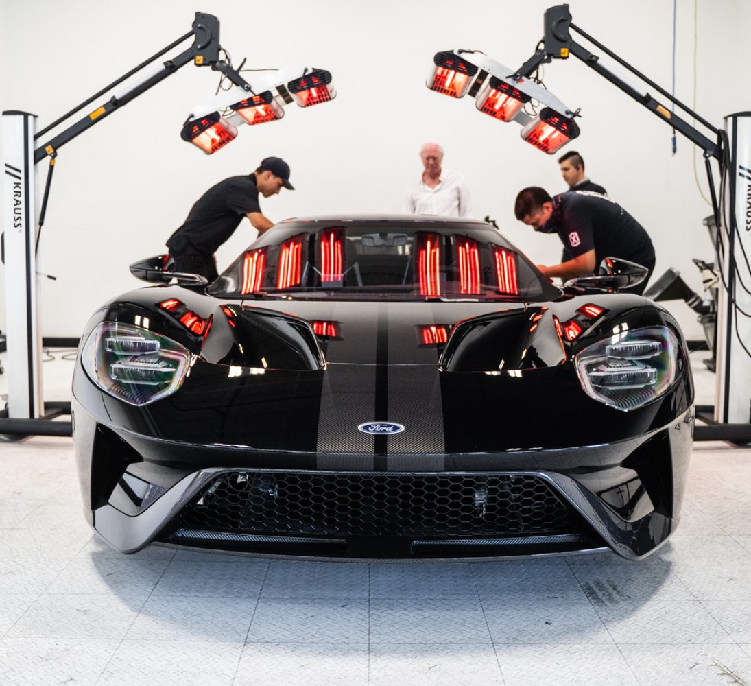 Modesta Ceramic Coating being applied to a Black Ford GT Second Generation