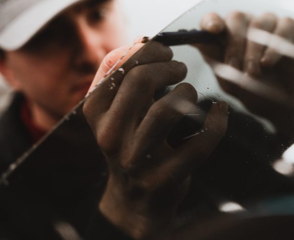 close up o window tint being applied